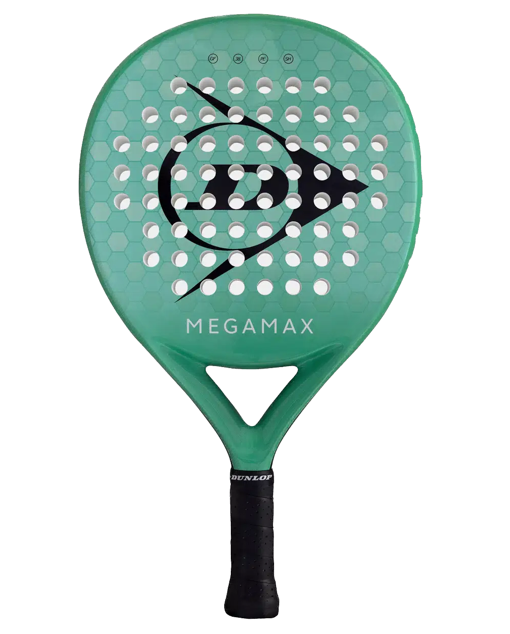 Green padel with  dunlop brand logo on a white background