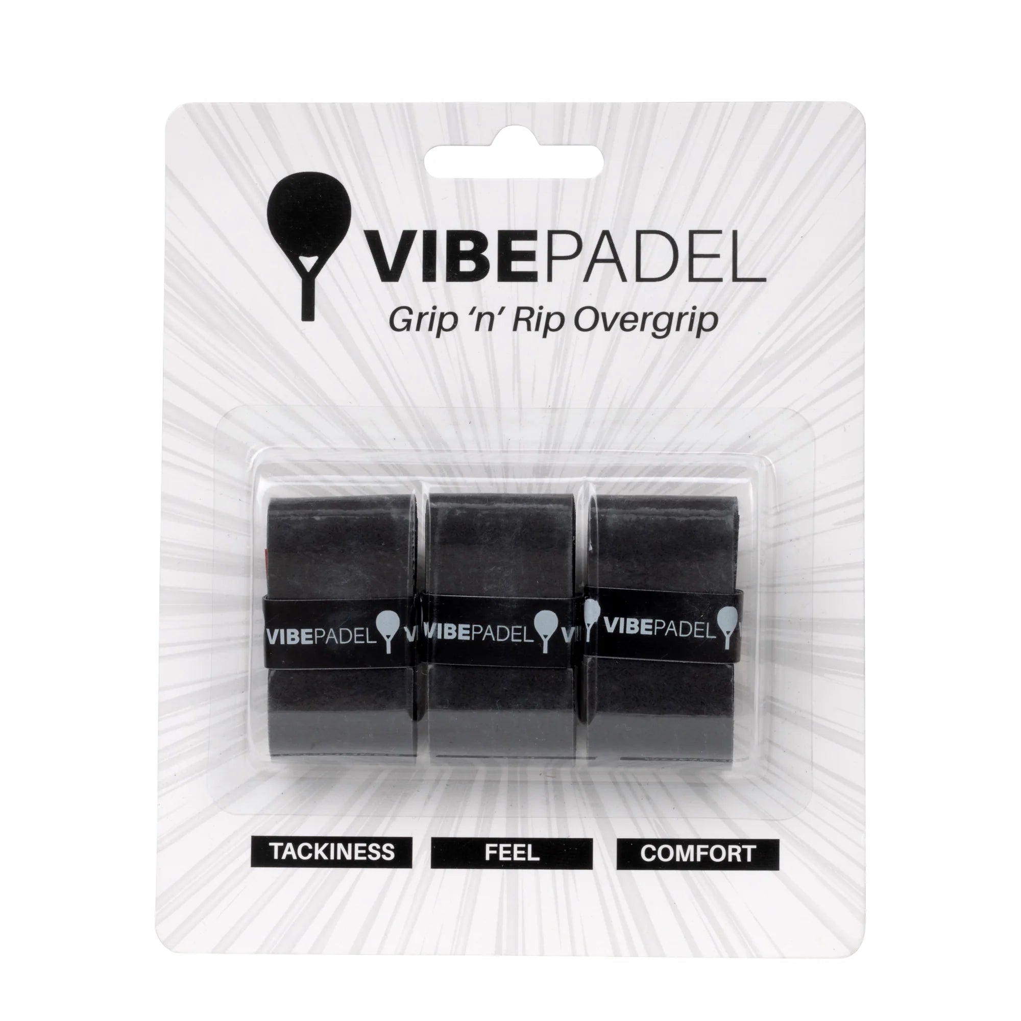 All Black Grip 'n' Rip Vibe Padel Overgrips - Ultimate Padel