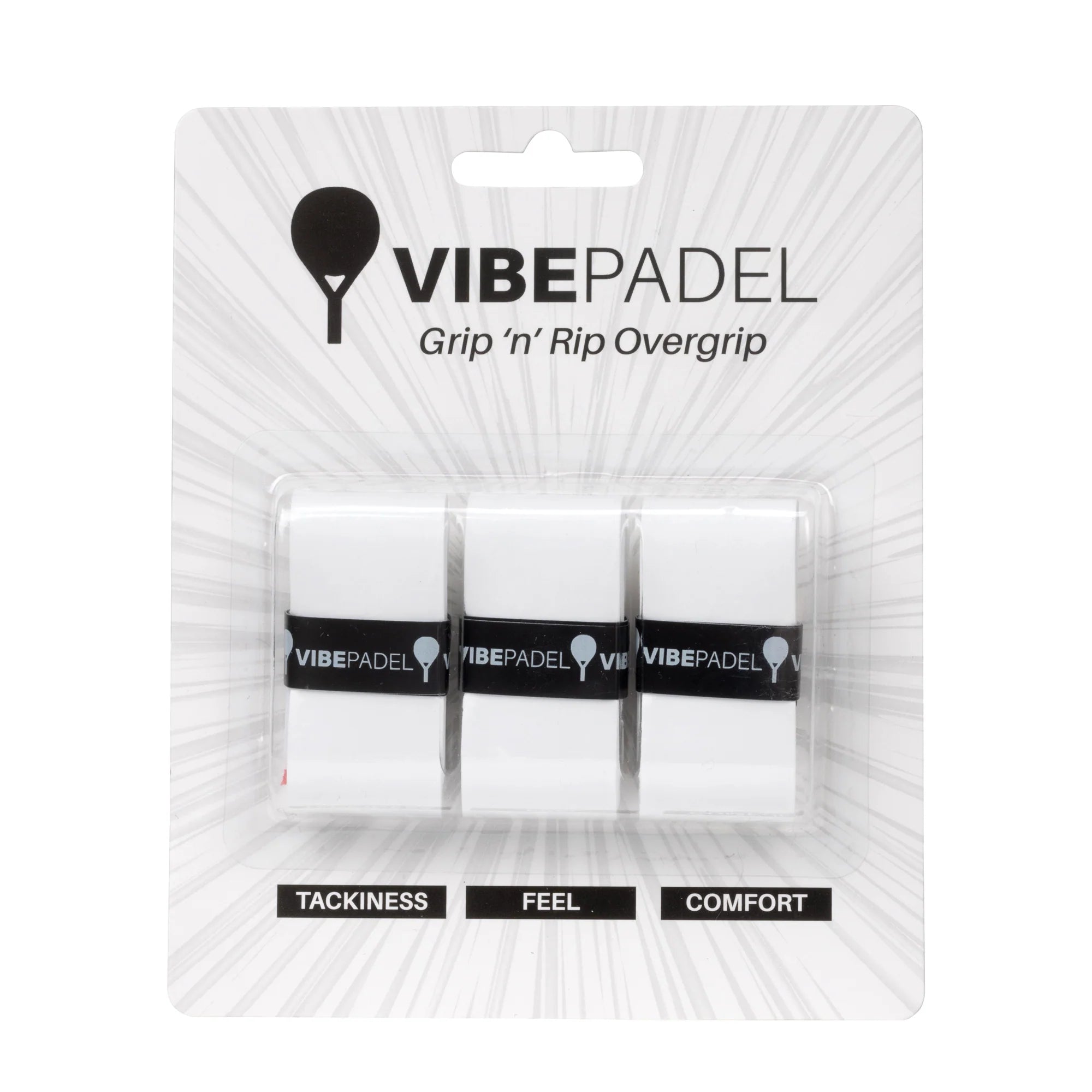 All White Grip 'n' Rip Vibe Padel Overgrips - Ultimate Padel