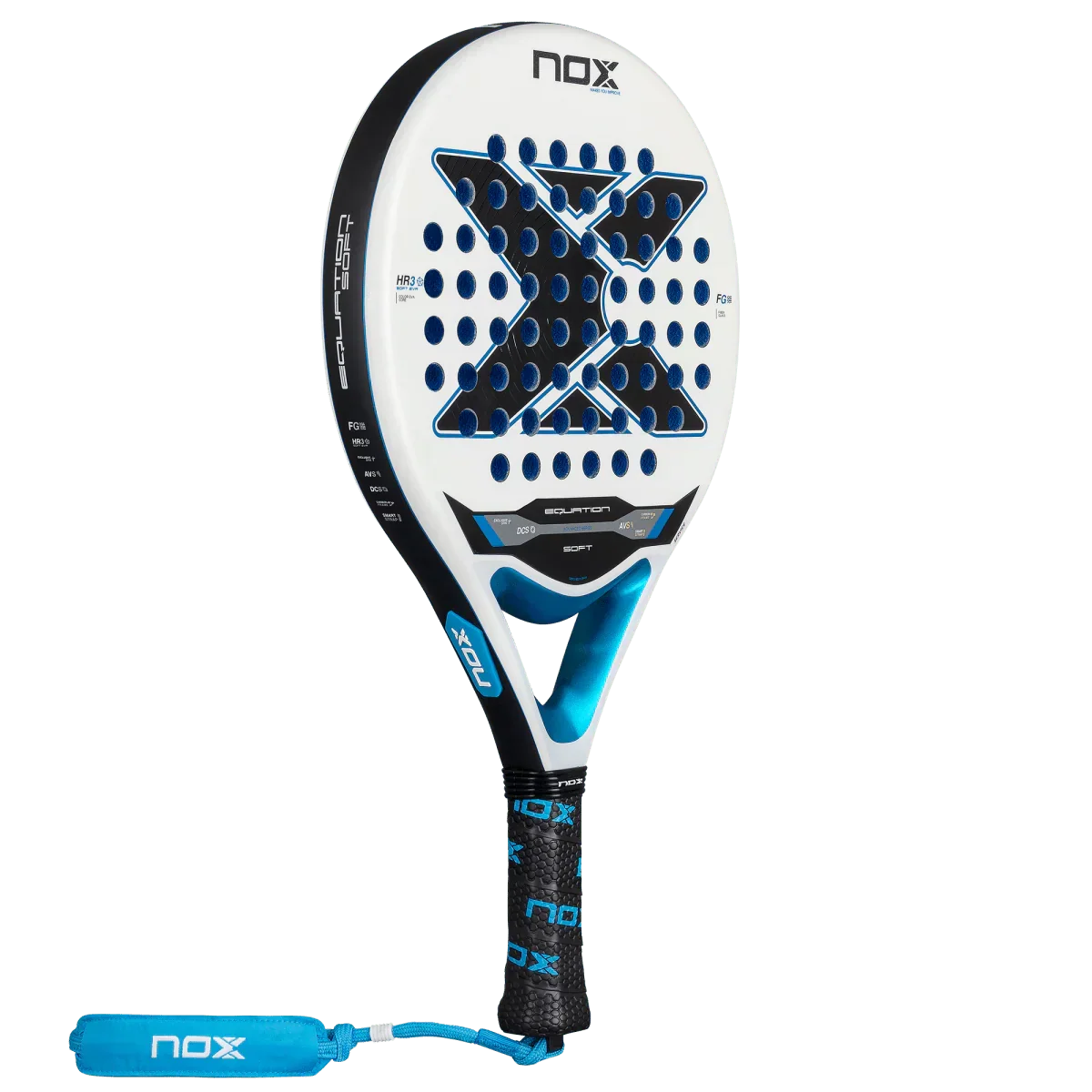 Padel racket with Nox branding on a white background