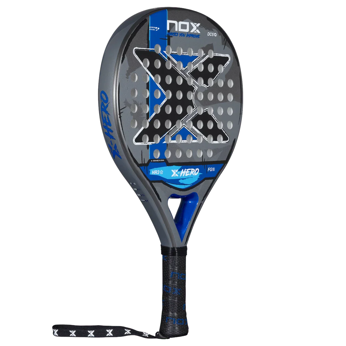 Padel racket with X-Hero branding on a white background