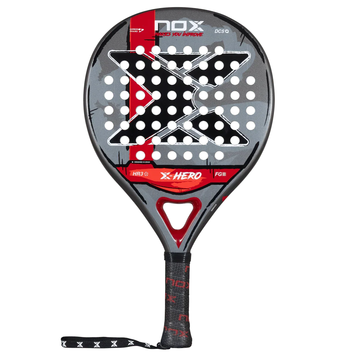 Padel racket with Nox branding on a white background