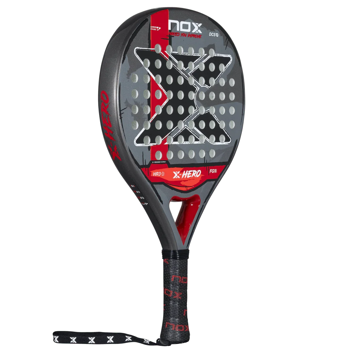 Padel racket with 'NOX' branding on a white background