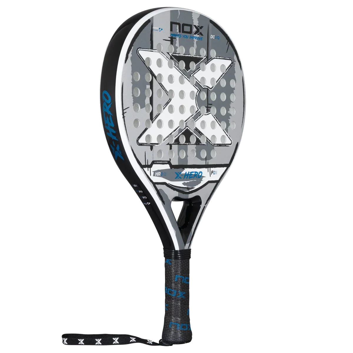Padel racket with NOX branding on a white background