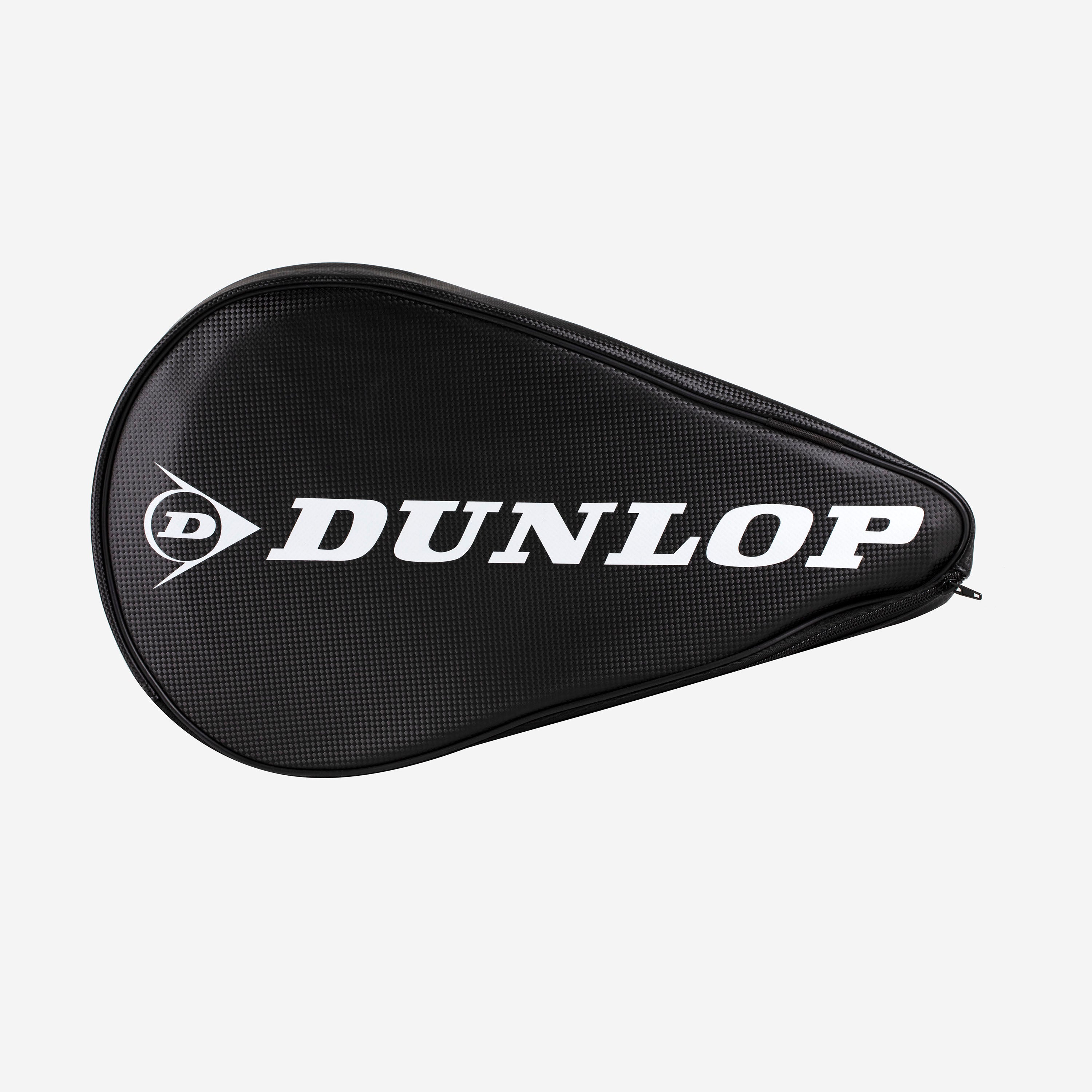Black Dunlop padel racket cover on a light gray background